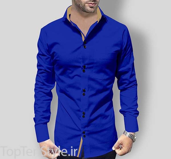 پیراهن مردانه آبی پر رنگ